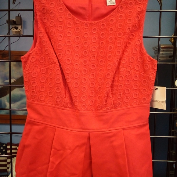 NWT Liz Claiborne bright Coral Cocktail dress sz 4 NWT - Picture 3 of 6